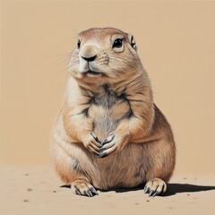 Aufkleber - A close-up of a ground squirrel standing on its hind legs, with its front paws held up
