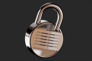 Aufkleber - A sleek, metallic combination padlock with a circular body and a sturdy shackle, designed for security.