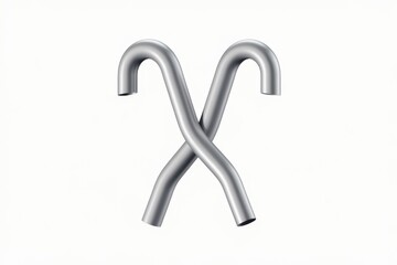 Poster - Two metallic pipes are crossed in an 'X' shape, creating a simple yet striking visual.