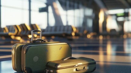 Aufkleber - A pair of suitcases stacked on the floor, likely awaiting transport or storage