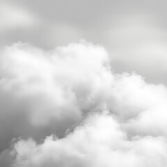 Poster - A plane soaring through fluffy white clouds in a blue sky