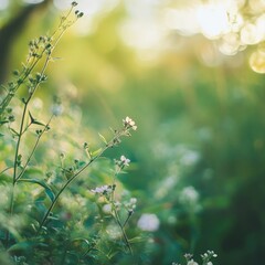 Aufkleber - Close-up shot of colorful flowers growing in a green field, great for gardening or nature-themed designs