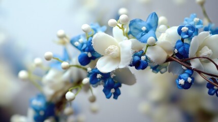 Aufkleber - A close-up view of a bouquet of flowers on a branch, ideal for use in still life photography or floral arrangements