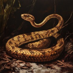Poster - A snake lying on the ground, a close-up view