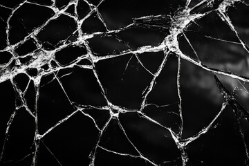 Aufkleber - A close-up shot of a cracked glass with fine lines and fissures