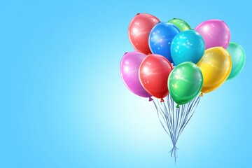Poster - A colorful bunch of balloons drifting through the sky, great for use in party or celebration scenes