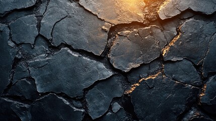 Poster - A detailed view of a rocky surface with visible cracks and fissures