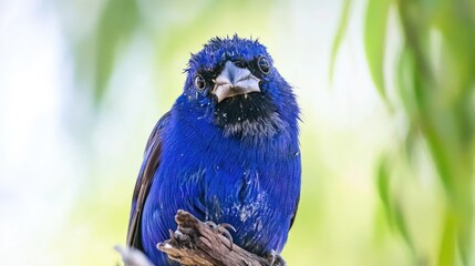 Wall Mural - A blue bird sits peacefully on the top of a tree branch