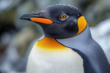 Wall Mural - A close-up view of a penguin's head, with blurred background