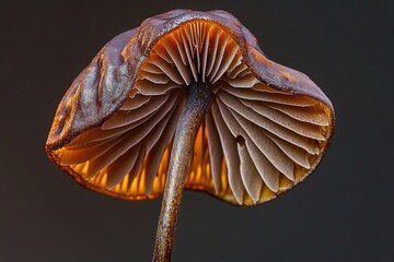 Poster - A close-up view of a single mushroom sitting on top of a wooden stick