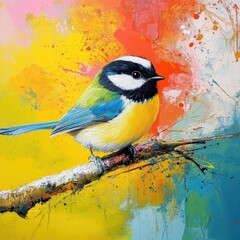 Poster - A bird perched on a tree branch, looking around