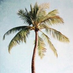 Aufkleber - A palm tree standing tall against a bright blue sky, perfect for use in travel or landscape photography
