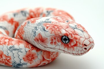 Aufkleber - A close-up shot of a snake's head and body on a clean white surface