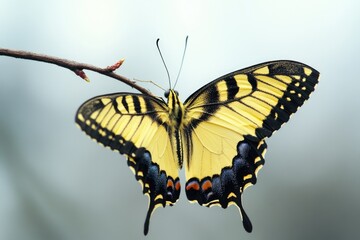 Wall Mural - A yellow and black butterfly perched on a branch