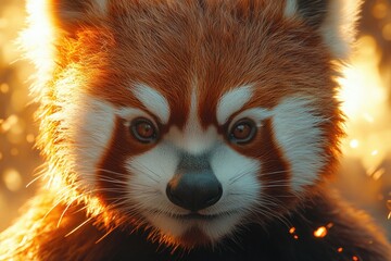 Poster - A close-up view of a red panda's face, with its distinctive markings and features visible