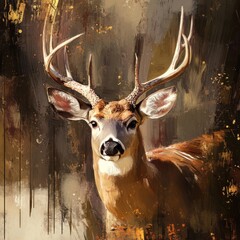 Poster - A majestic deer with impressive antlers in a natural setting