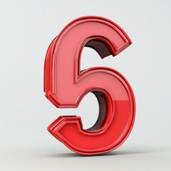 Poster - A single red digit six on a clean white surface