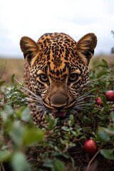 Poster - Close-up photo of a leopard in its natural habitat