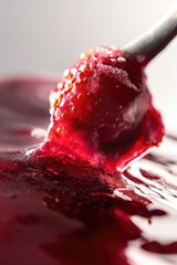 Poster - A close-up view of a spoon with a small amount of liquid on its surface