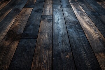 Aufkleber - Close-up shot of a wooden floor in a room, useful for interior design and architecture illustrations