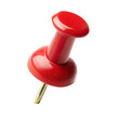 © imagemir - Red push pin standing upright on a white background with a transparent cutout for various design uses