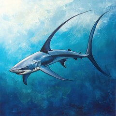 Poster - A close-up image of a shark swimming in the ocean