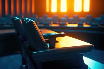 Poster - A chair sits in front of a table in a cozy room setting