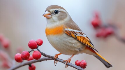 Poster - A small bird is perched on the branch of a tree