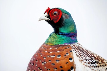 Wall Mural - A close-up shot of a bird's face, with its distinctive red head and beak