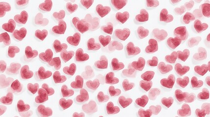 Wall Mural - Cute hearts. Background with small hearts. Pattern with small soft pink hearts on white background. Template for greeting card Happy Valentines day, textile design, love concept. illustration.Cute