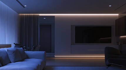 Poster - A comfortable living space with a couch and TV