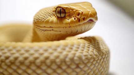 Poster - A close-up shot of a snake's head and body on a white background