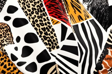 Poster - Patterned fabric featuring various colorful animals
