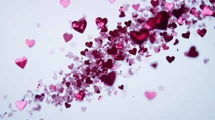Wall Mural - Valentines day banners. Heart confetti falling over white background for greeting cards, wedding invitation.Valentines day banners. Heart confetti falling over white background for greeting cards,