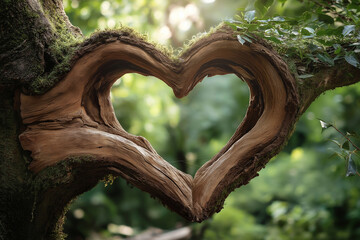 A tree with a heart shape carved into it