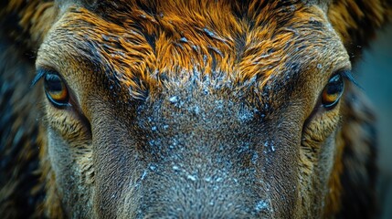 Sticker - A close-up shot of a horse's face covered in snow, perfect for winter or holiday-themed images