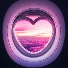 Poster - A heart-shaped window on an airplane, ideal for travel or aviation themes