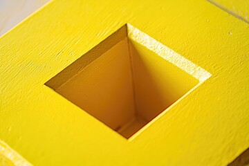 Aufkleber - A square hole in a yellow painted wall, suitable for use as a background or prop in various settings