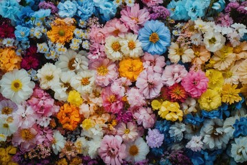 Poster - A detailed view of colorful blooms arranged together in a cluster