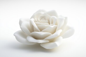 Poster - A beautiful close up of a white flower on a white surface, great for use in still life photography or as a background image