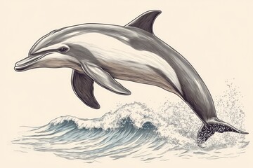 Poster - A dolphin breaking the surface of the water, showcasing its agility and playfulness