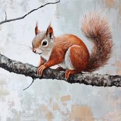 Poster - A squirrel perched on a tree branch