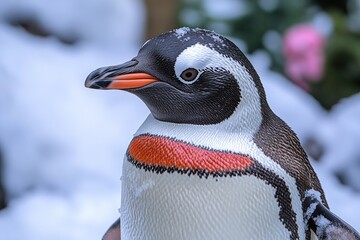 Aufkleber - A close-up shot of a penguin against a snowy backdrop