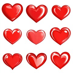 Aufkleber - A bunch of red hearts on a white background, perfect for romantic and loving occasions