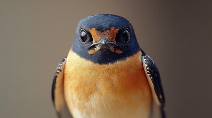 Poster - Close up shot of a bird perched on a branch, looking straight into the camera