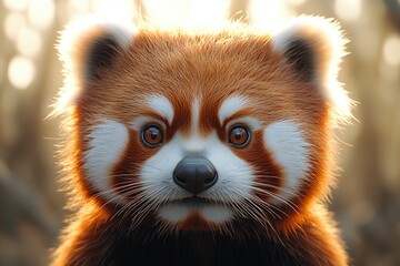 Poster - A close-up view of a red panda's face with distinctive markings and fur