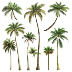 Poster - Group of palm trees against a plain white background, ideal for decoration and design