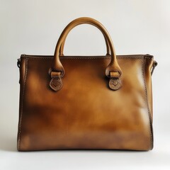 Poster - A close-up shot of a brown handbag sitting on a white background, perfect for fashion or lifestyle photography