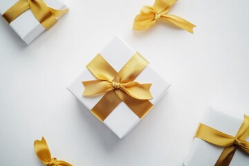 Poster - A small, ornate box with a golden ribbon tied around the lid, suitable for wrapping a present or as a decorative item