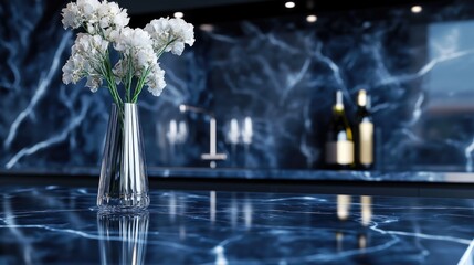 Aufkleber - A vase with white flowers sitting on a marble countertop